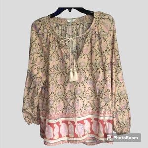 Lucky Brand Pink and Cream Blouse
